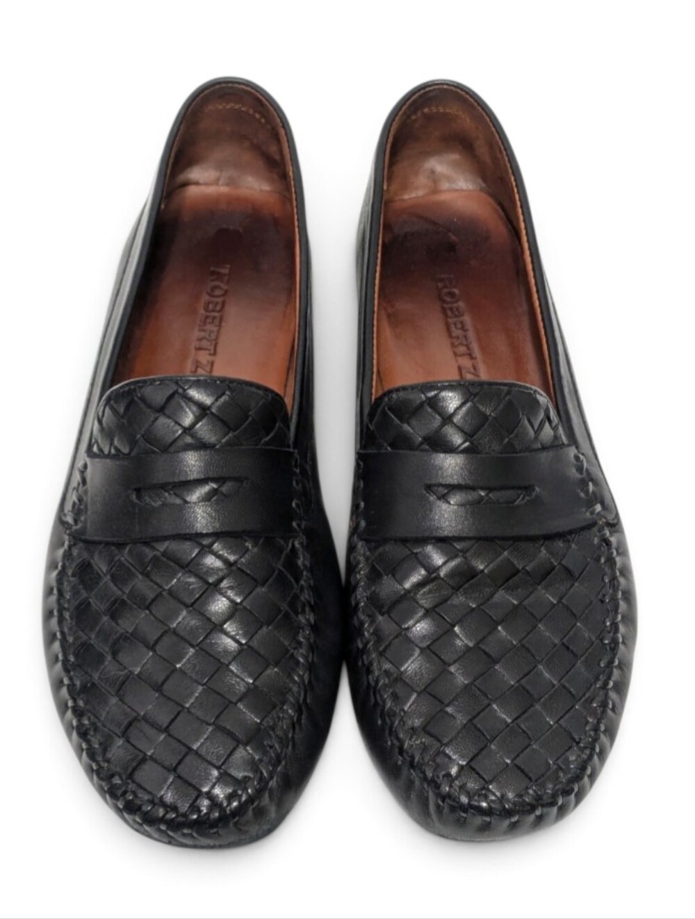 Robert Zur Women's 10 Petra Black Woven Glove Leather Loafers Driving Shoes